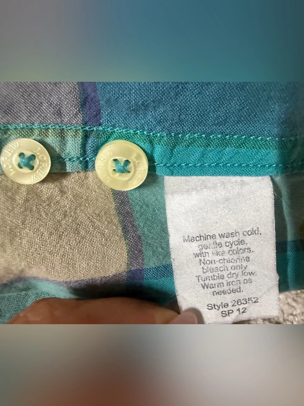 J. Crew Turquoise and Navy Plaid Short-Sleeve Button-Down Shirt